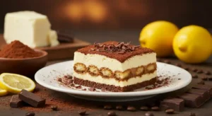Close-up of Olive Garden dessert with fresh ingredients