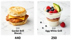 Side by side comparison Chick fil A Chicken Biscuit