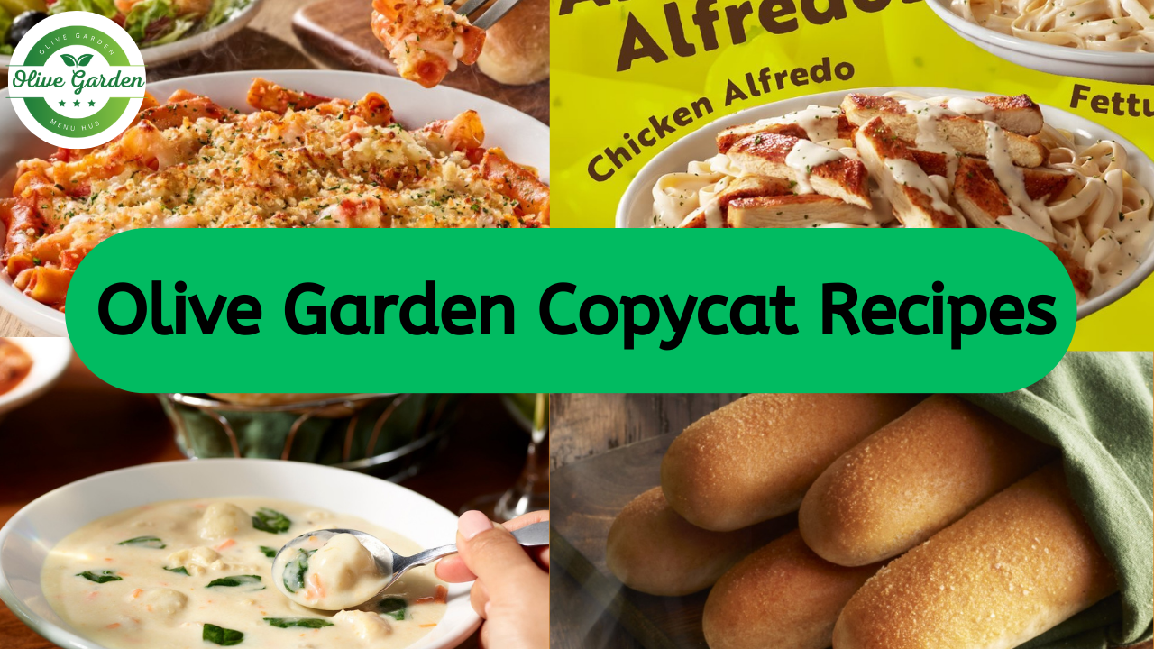 Olive Garden Copycat Recipes, featuring homemade versions of popular dishes like breadsticks, pasta, and salads.