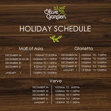 Olive Garden Holiday Schedule